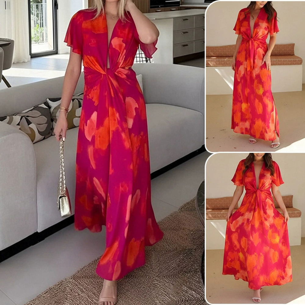 H&M Autumn Casual Vacation Floral French Maxi Dress Comfortable Fashion